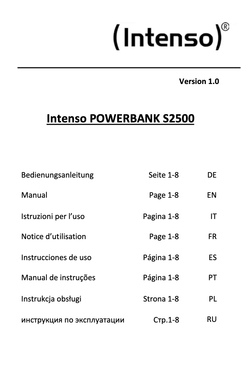 Imagen de la primera página del manual del dispositivo Slim Powerbank S2500
