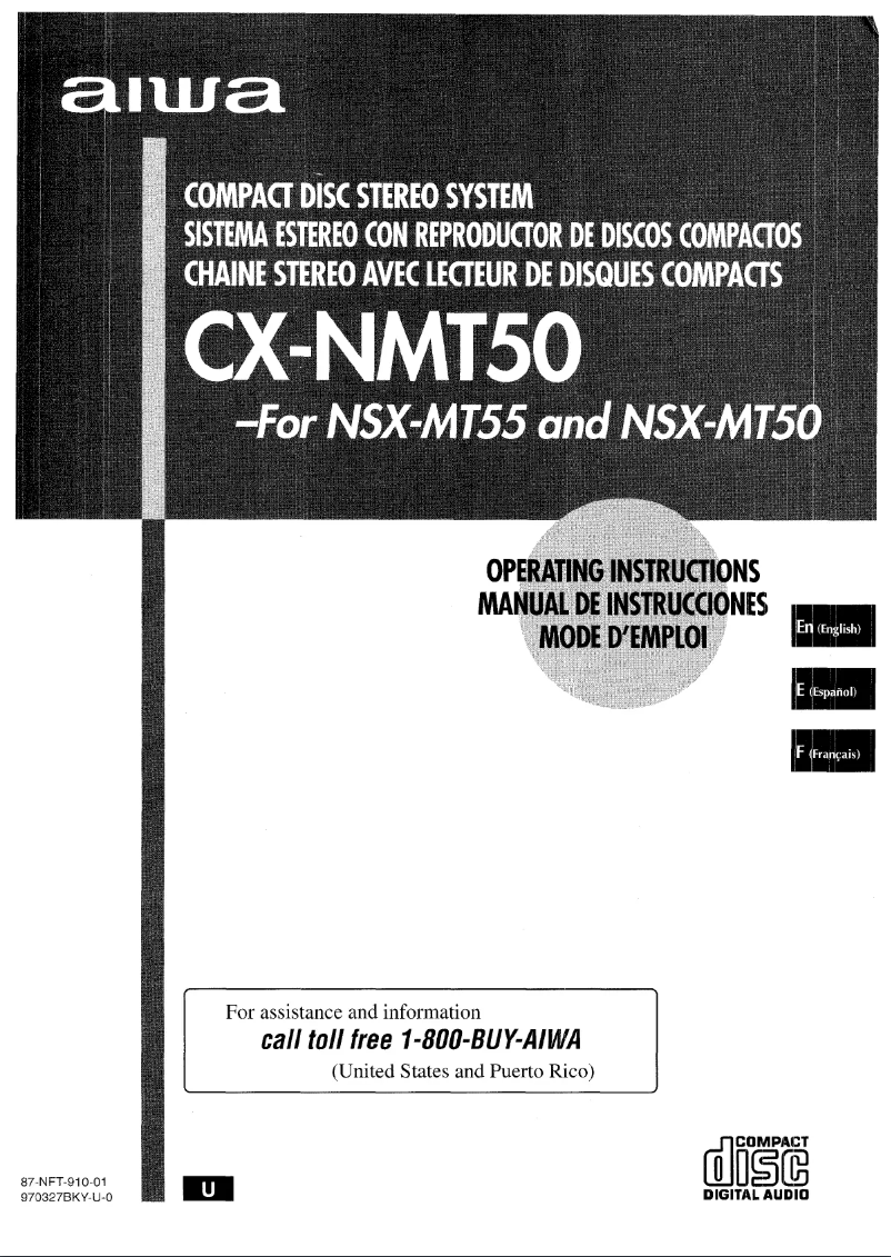 Image de la première page du manuel de l'appareil NSX-MT50
