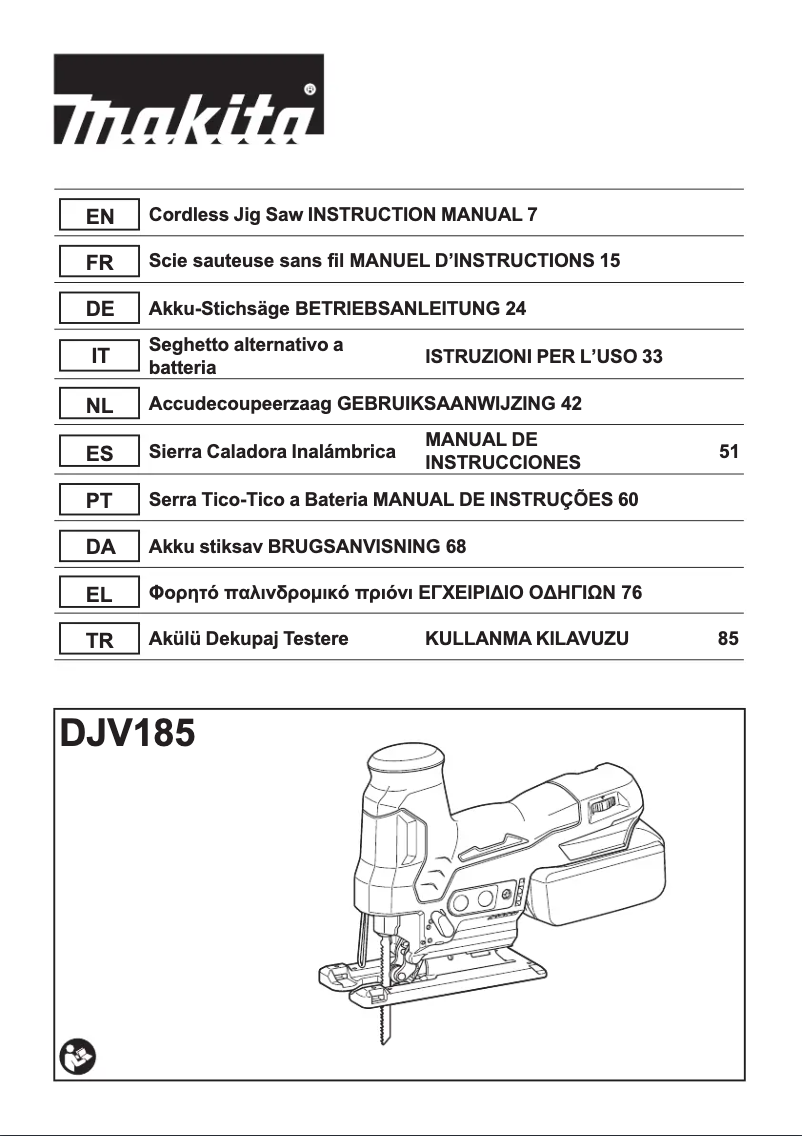 Page 1 de la notice Manuel utilisateur Makita DJV185