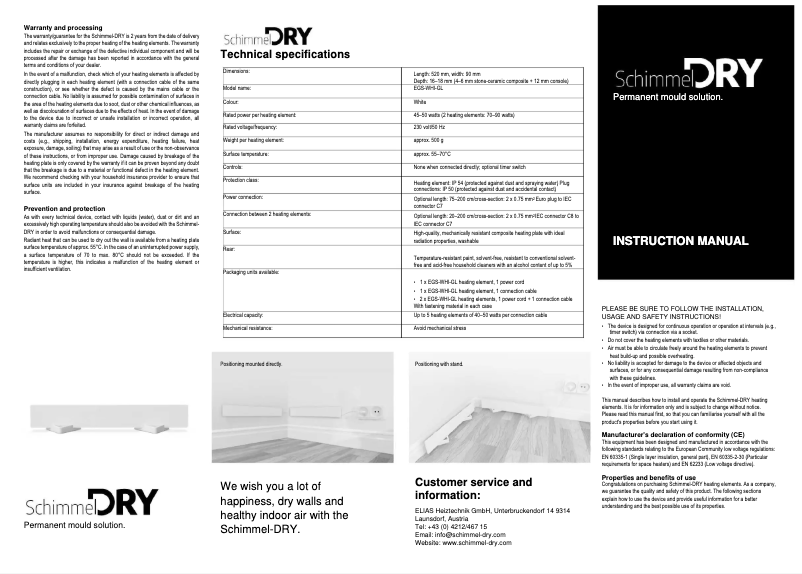 Page n°1 - Manuel utilisateur Schimmel-DRY EDH-WHI-SDRY-M1