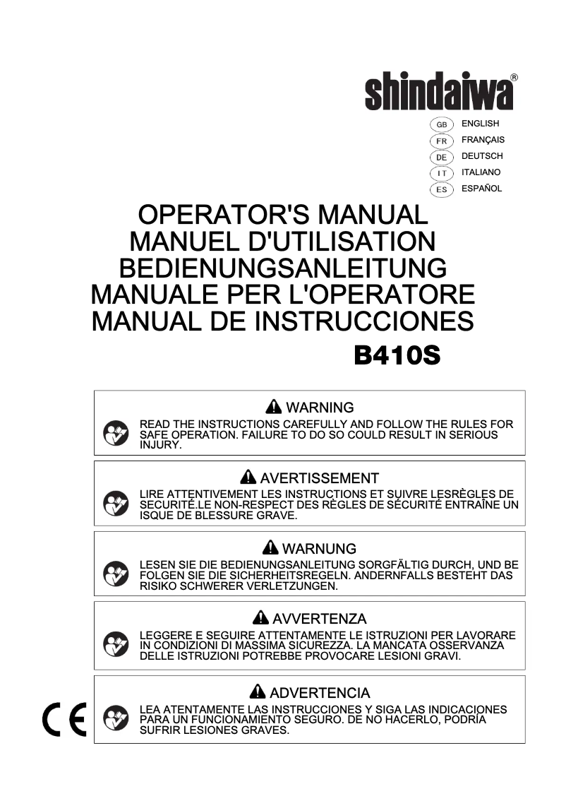 Image de la première page du manuel de l'appareil B410S