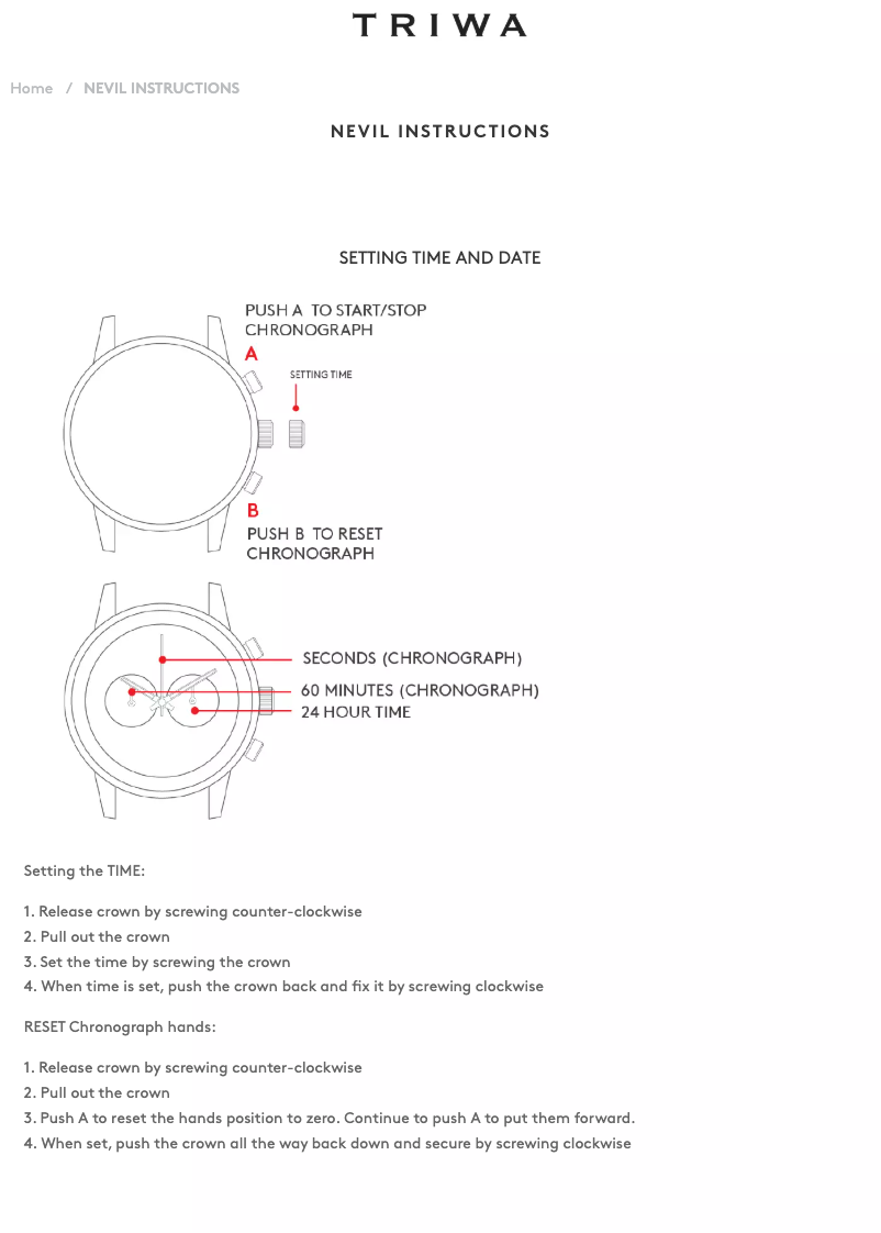Page 1 de la notice Manuel utilisateur Triwa Nevil