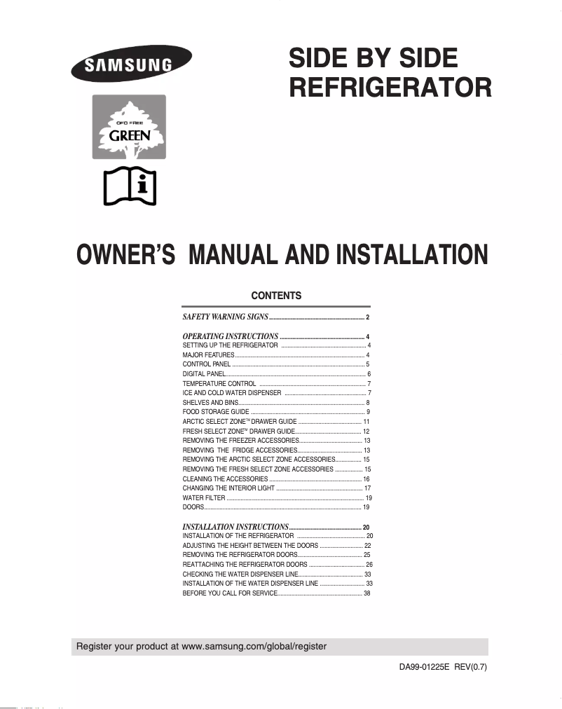 Page 1 de la notice Manuel utilisateur Samsung RM25KGSH1