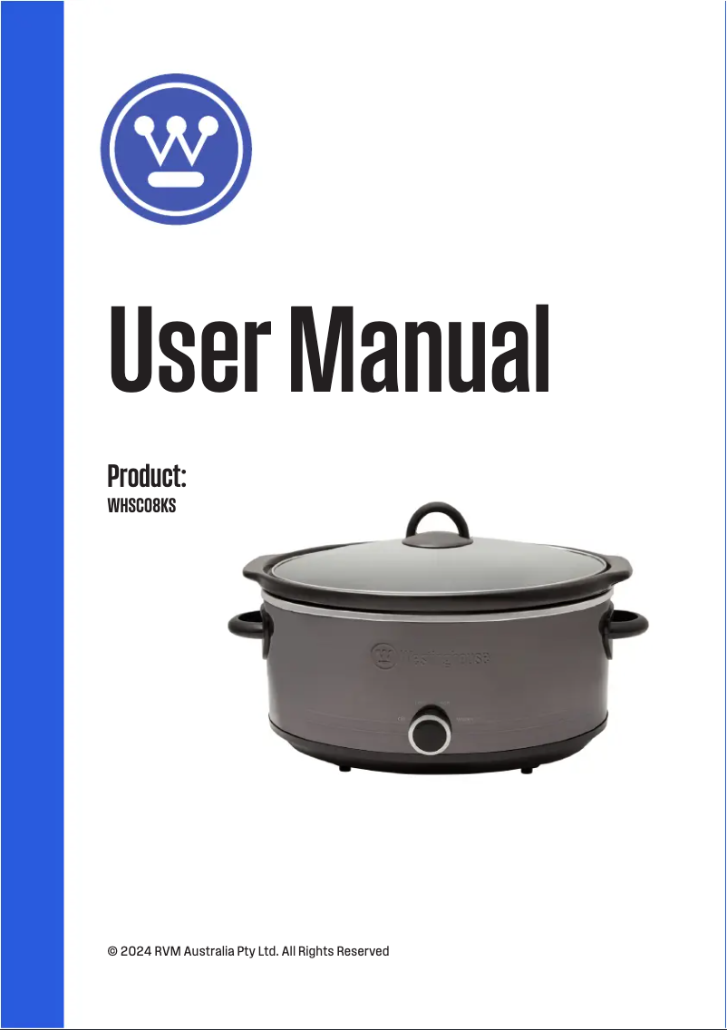 Page 1 de la notice Manuel utilisateur Westinghouse WHSC08KS