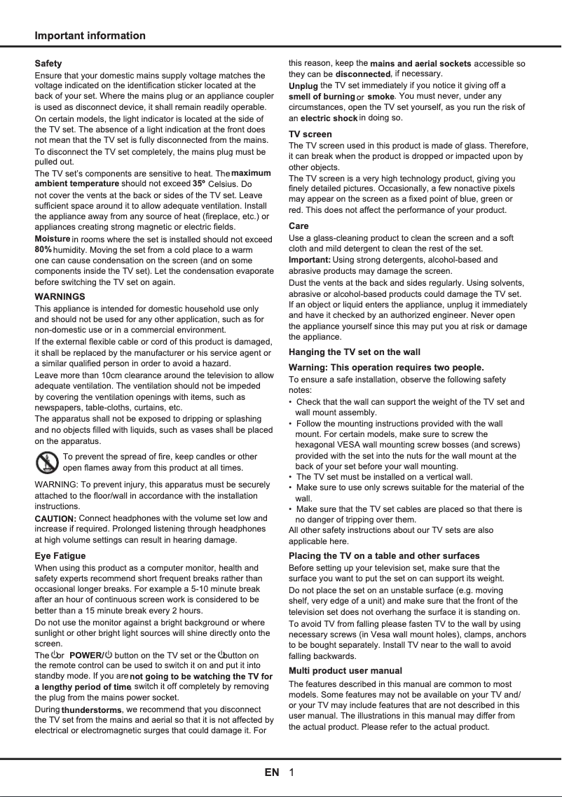 Page 1 de la notice Manuel utilisateur Thomson 50FW5563