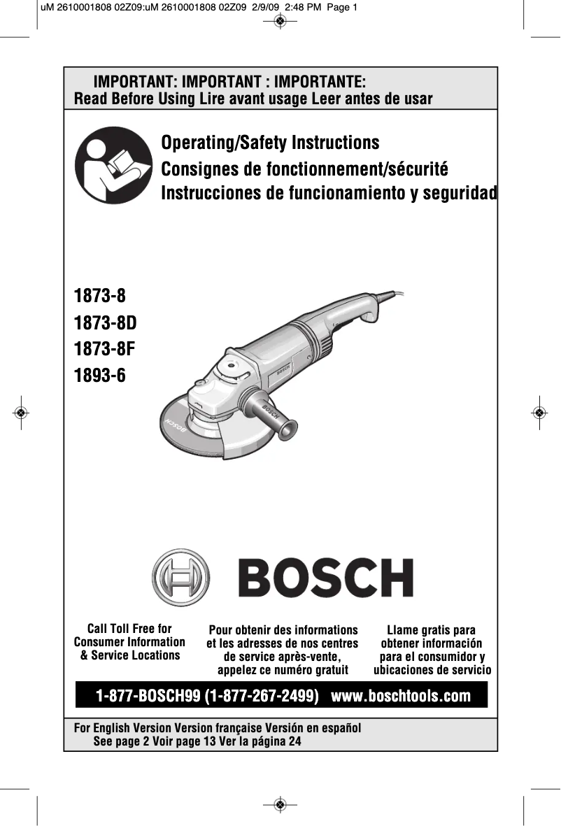Page 1 de la notice Manuel utilisateur Bosch 1893-6