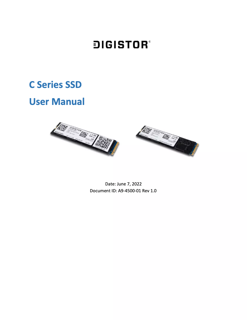 Page n°1 - Manuel utilisateur DIGISTOR DIG-M2C110006