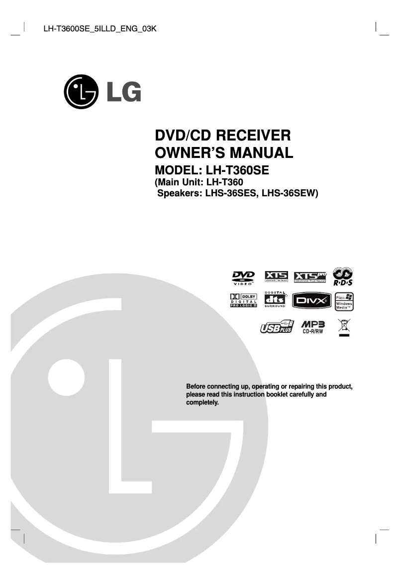 Page n°1 - Manuel utilisateur LG LH-T3600SE