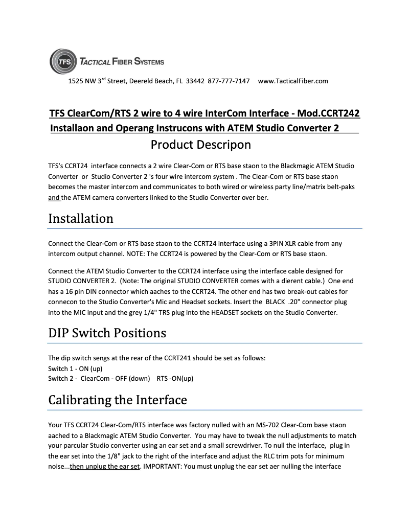 Image de la première page du manuel de l'appareil CCRT241