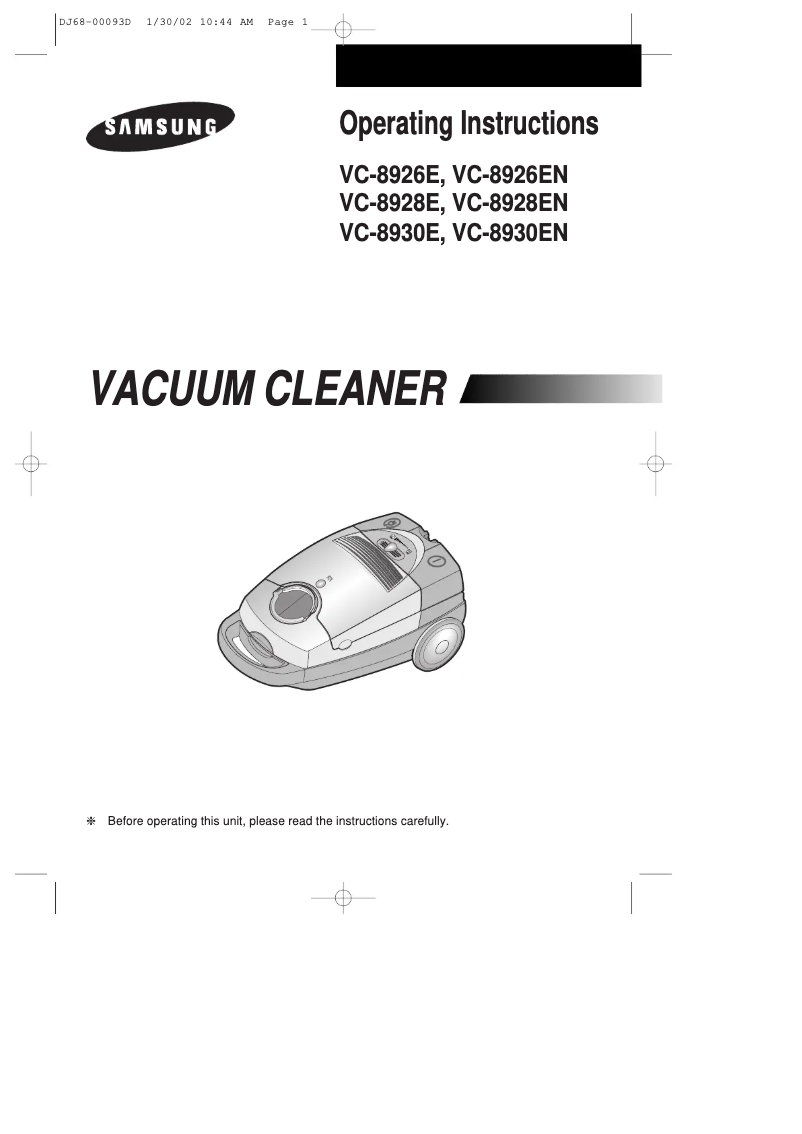 Image de la première page du manuel de l'appareil VC-8928EN