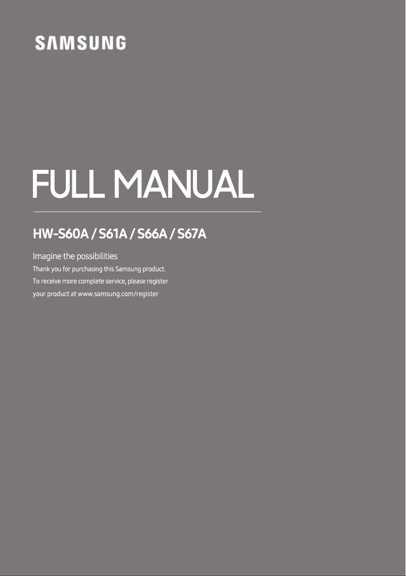 Page 1 de la notice Manuel utilisateur Samsung HW-S67A