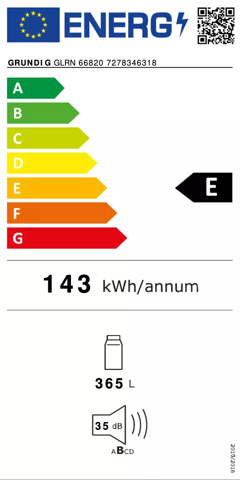 Page 1 de la notice Label énergétique Grundig GLRN 66820