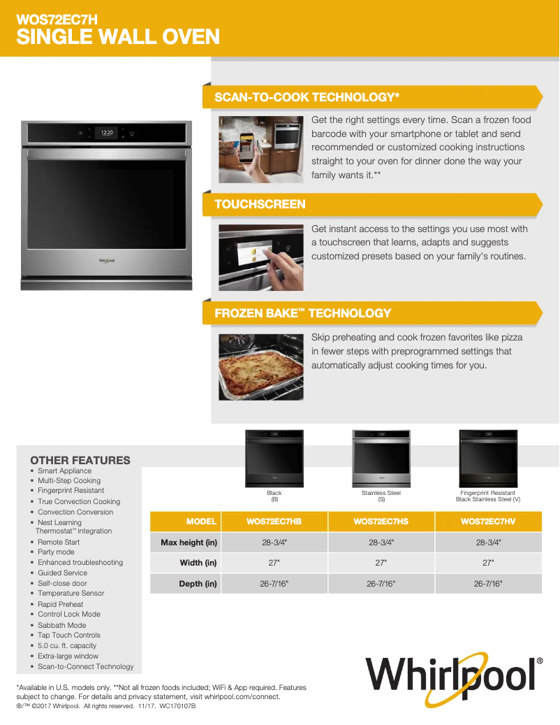 First page image of the manual for WOS72EC7HV