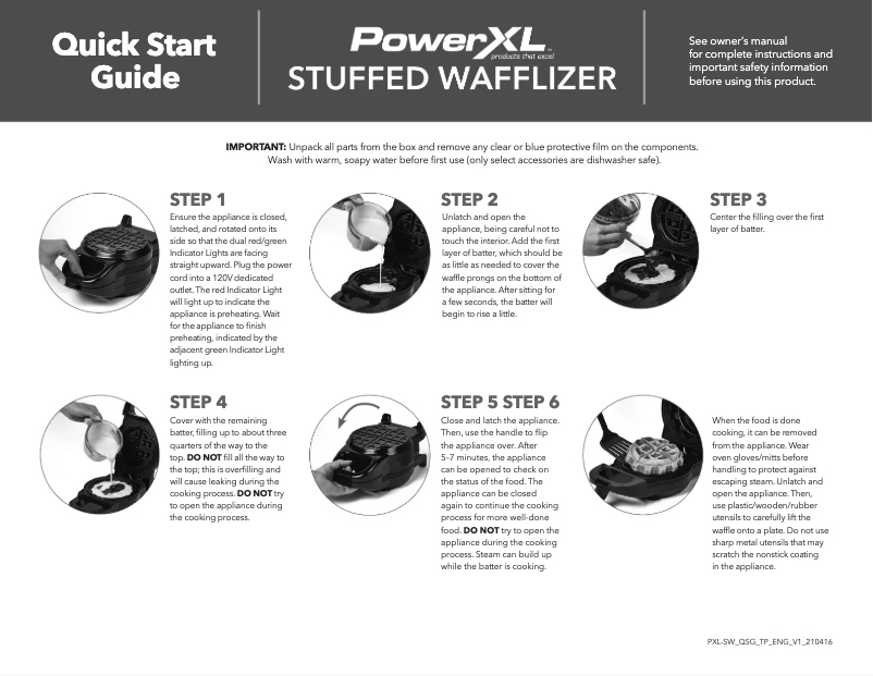 Page n°1 - Guide de démarrage rapide PowerXL Stuffed Wafflizer ESWM02