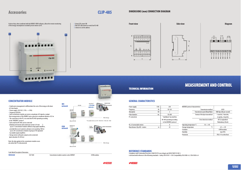 Page n°1 - Fiche technique Vemer CLIP-485