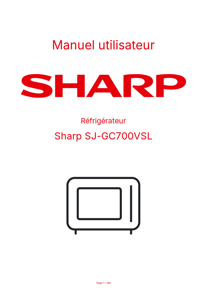 Page n°1 - Manuel utilisateur Sharp SJ-GC700VSL
