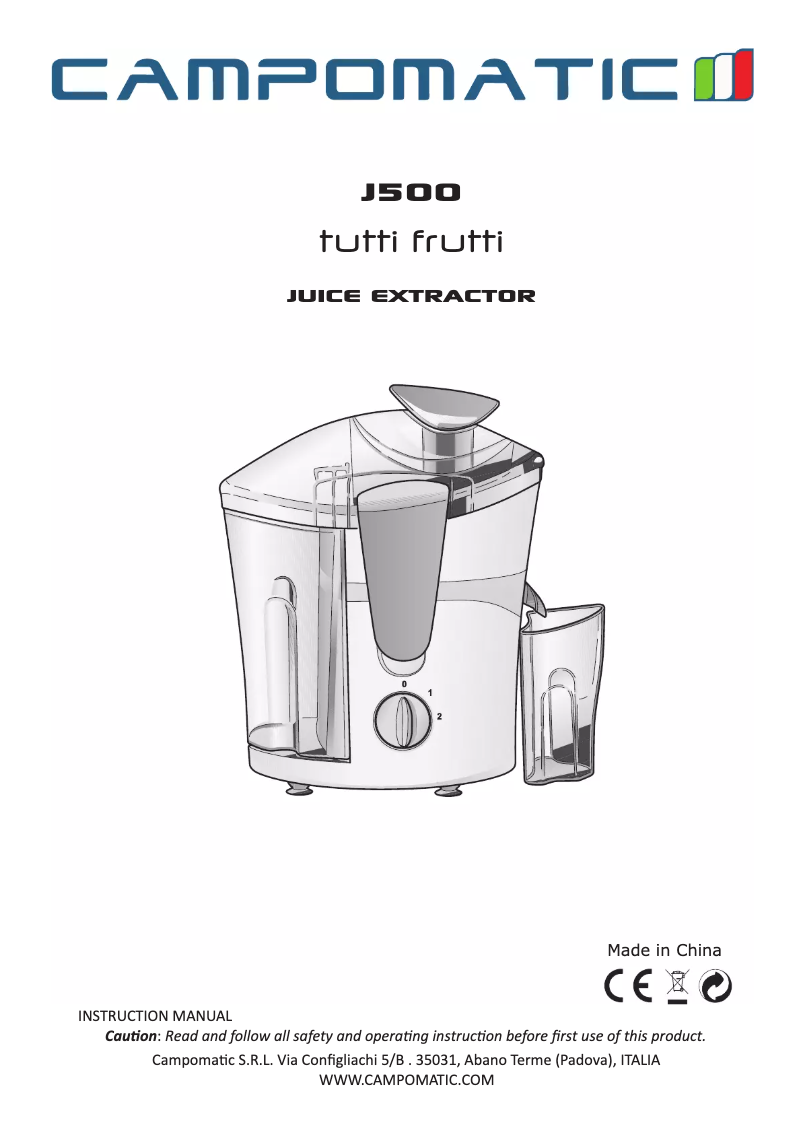 Image de la première page du manuel de l'appareil J500