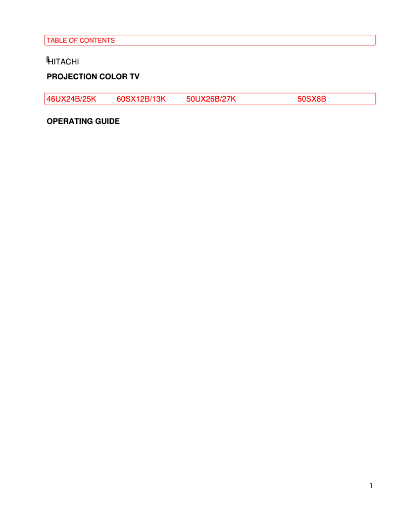 Page n°1 - Manuel utilisateur Hitachi 50UX26B