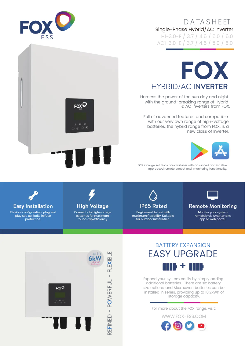 Page n°1 - Fiche technique FOX ESS AC1-3.0-E