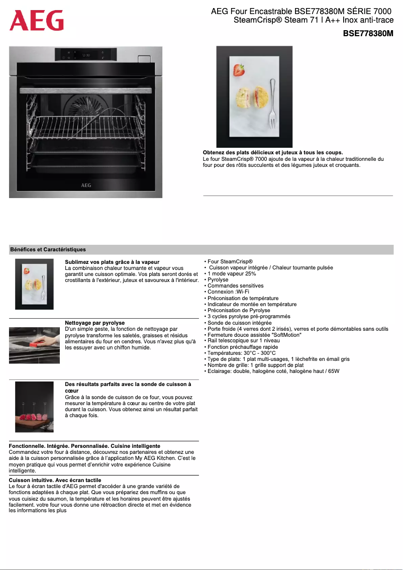 Page 1 de la notice Fiche technique AEG BSE778380M