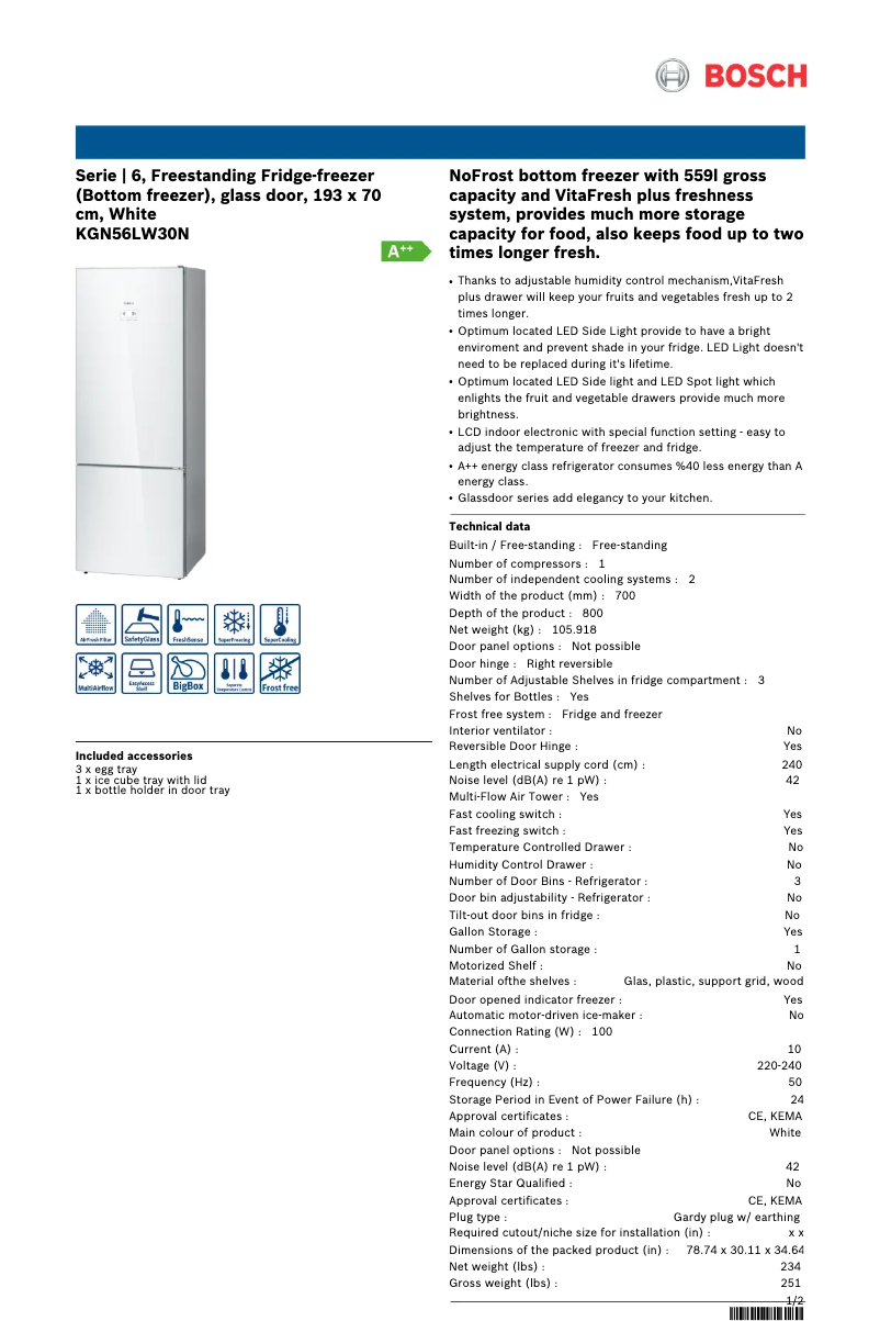 Image de la première page du manuel de l'appareil KGN56LW30N