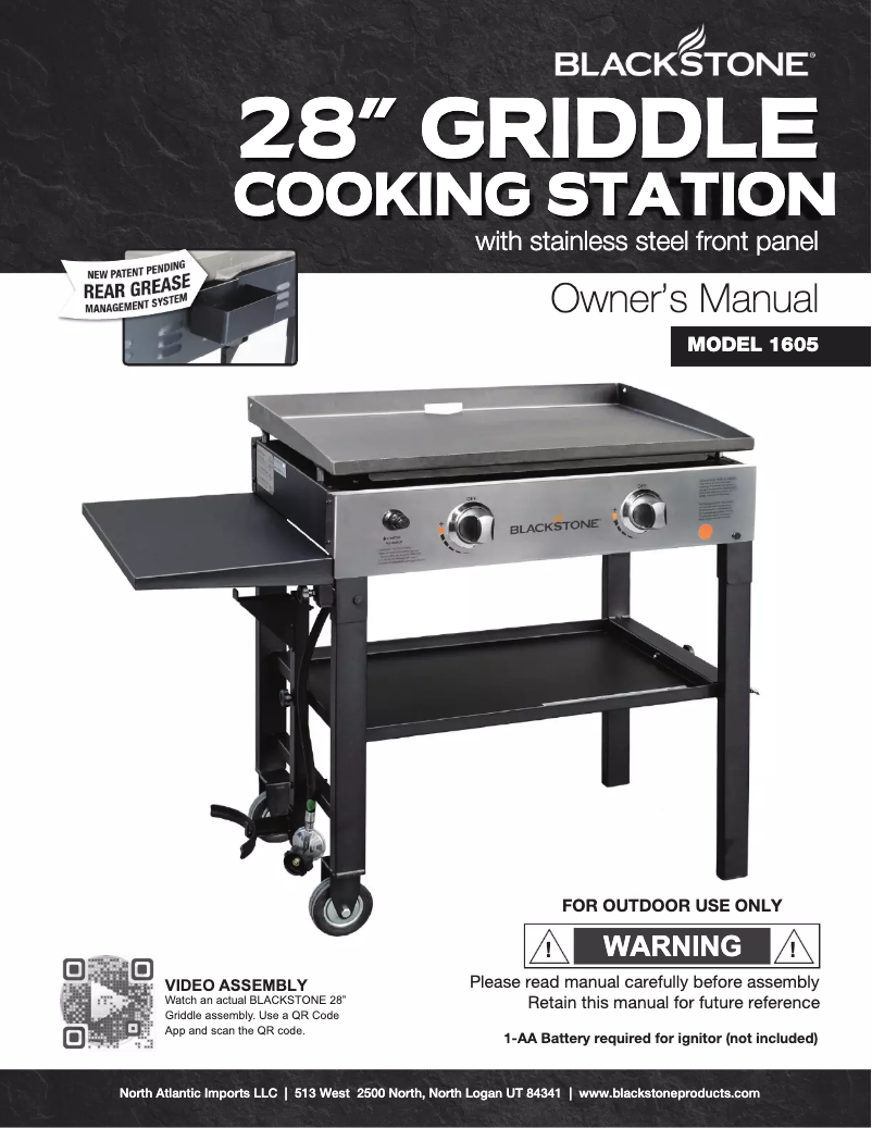 Page 1 de la notice Manuel utilisateur Blackstone 1605