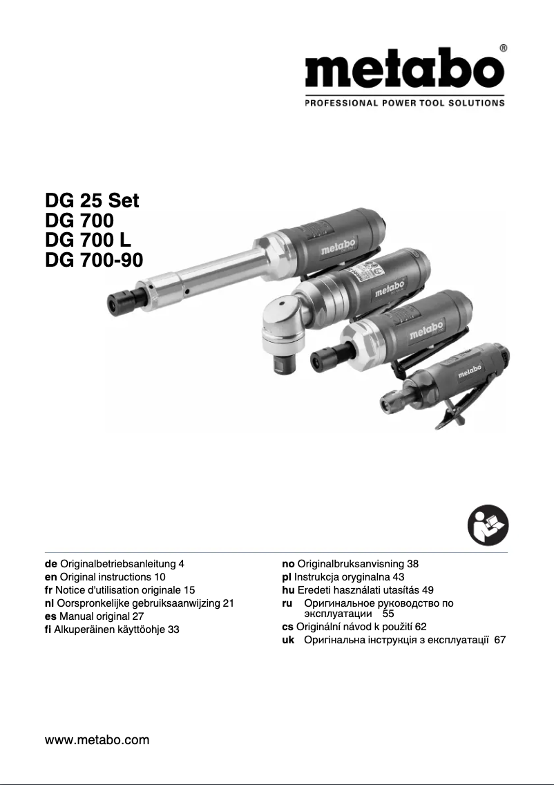 Page 1 of the manual User Manual Metabo DG 700 L