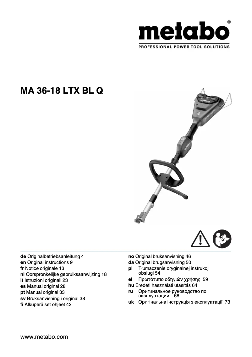 Page n°1 - Manuel utilisateur Metabo MA 36-18 LTX BL Q