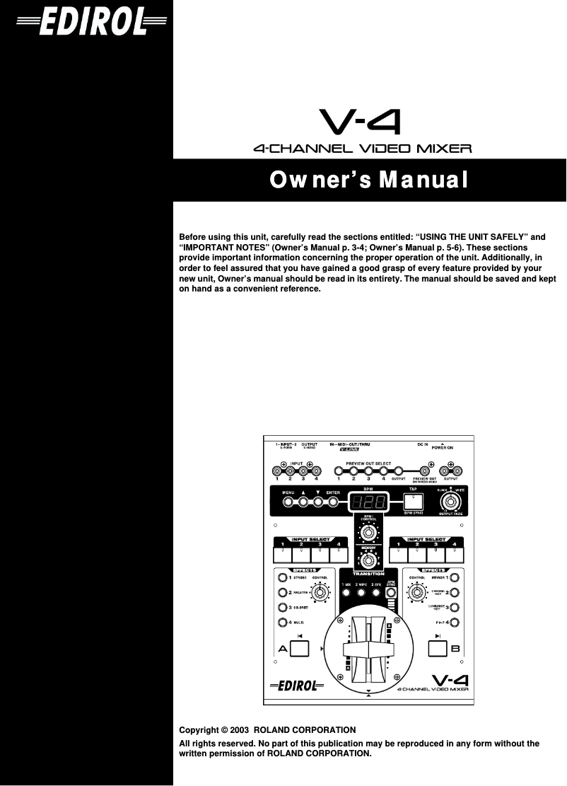 Page 1 de la notice Manuel utilisateur Roland V-4