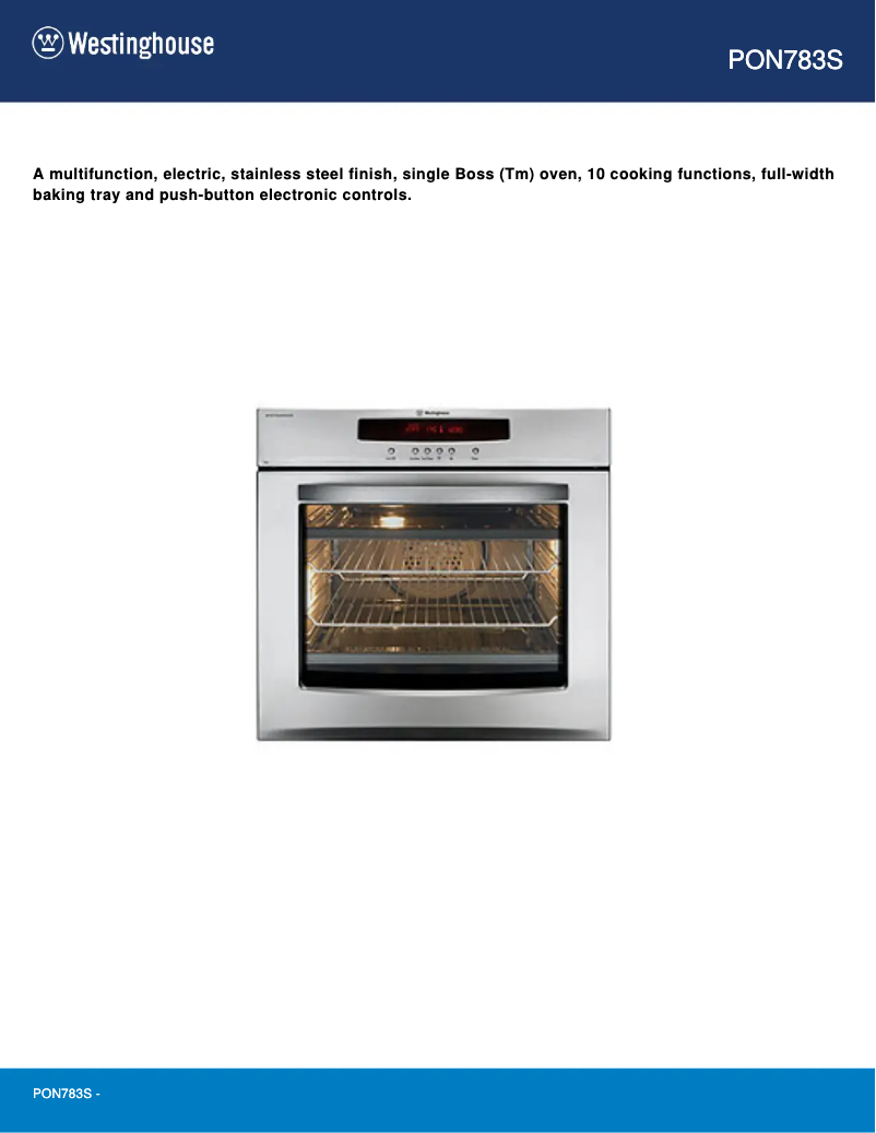 Page 1 de la notice Manuel utilisateur Westinghouse PON783S