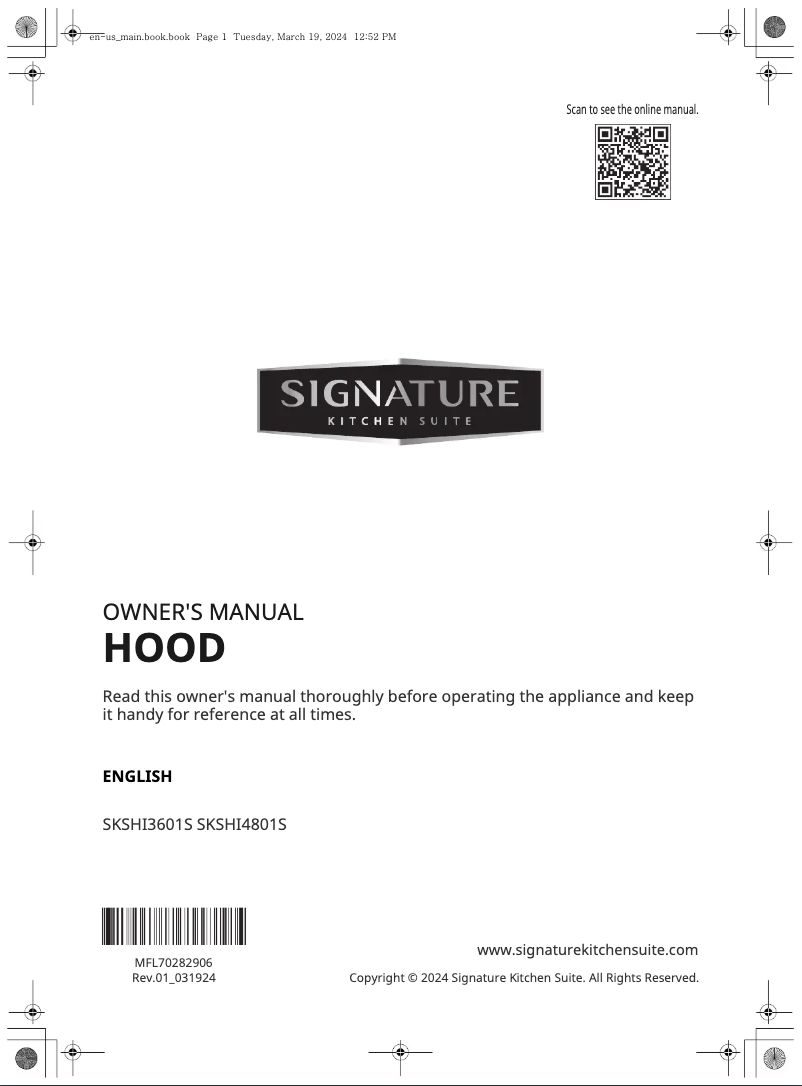 Page 1 de la notice Manuel utilisateur Signature SKSHI3601S