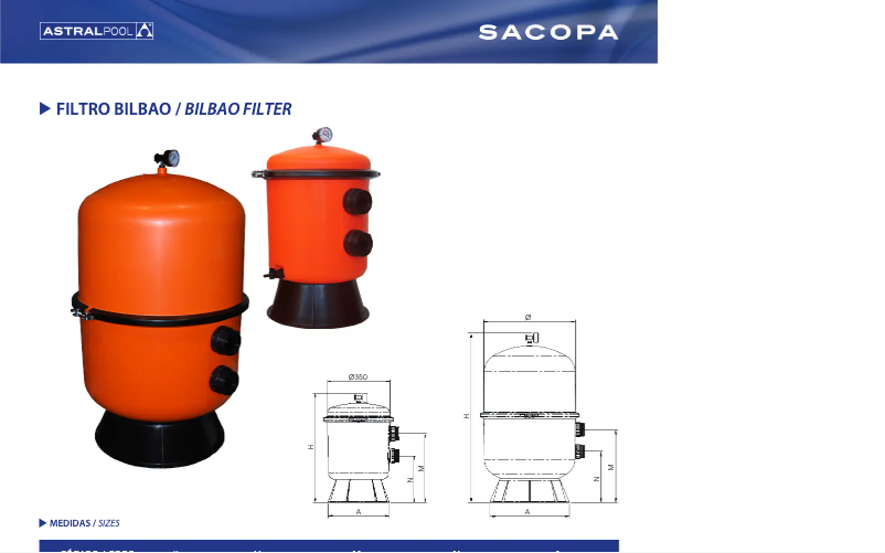 Page 1 de la notice Fiche technique AstralPool Bilbao