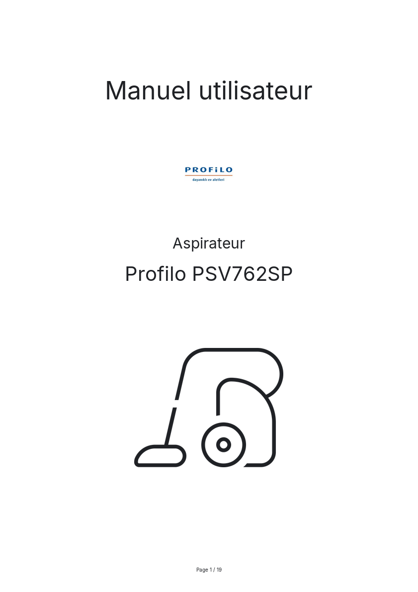 Page n°1 - Manuel utilisateur Profilo PSV762SP