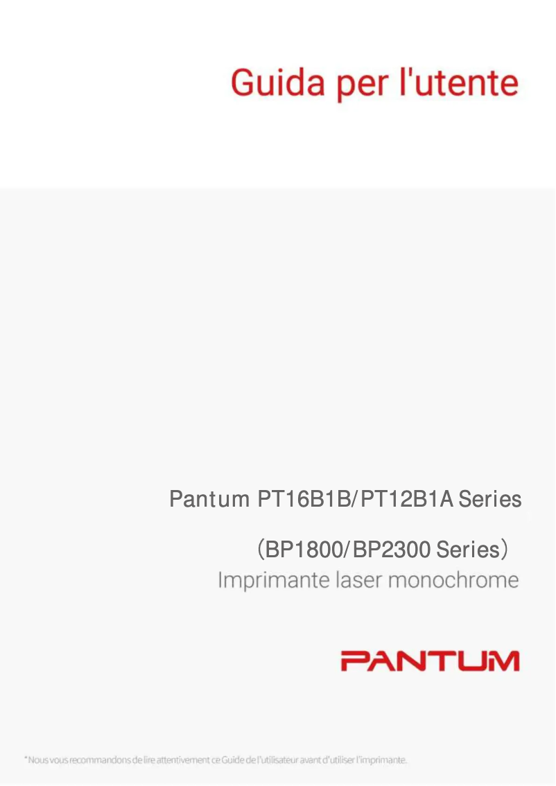 Page 1 de la notice Manuel utilisateur Pantum BP2300NW