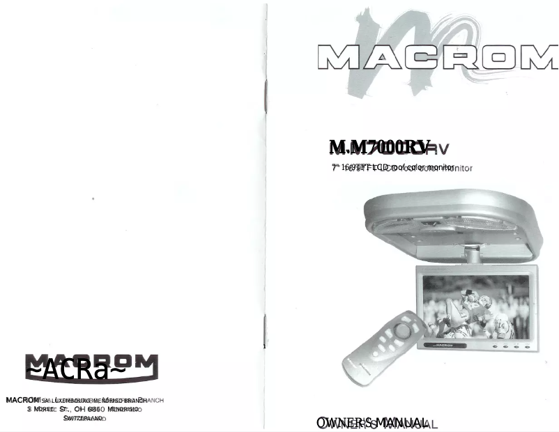 Page 1 de la notice Manuel utilisateur Macrom M-M7000RV