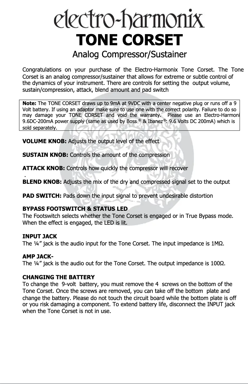 Image de la première page du manuel de l'appareil Tone Corset