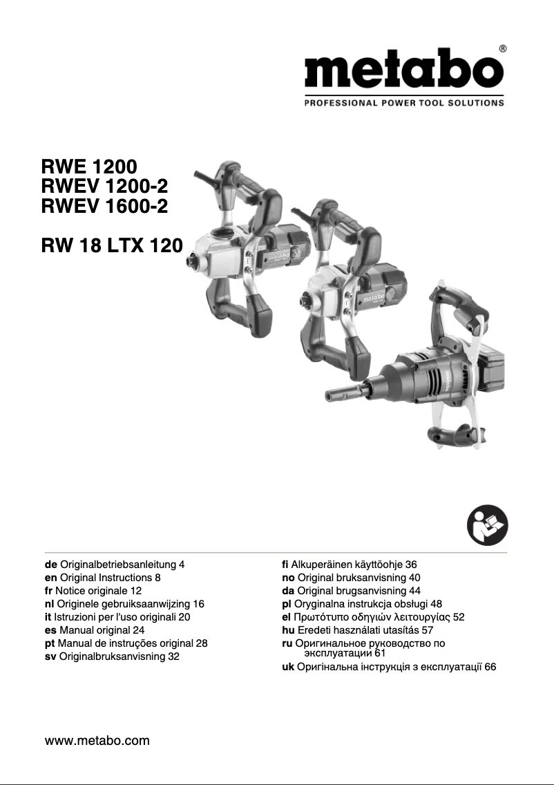 Page n°1 - Manuel utilisateur Metabo RWE 1200