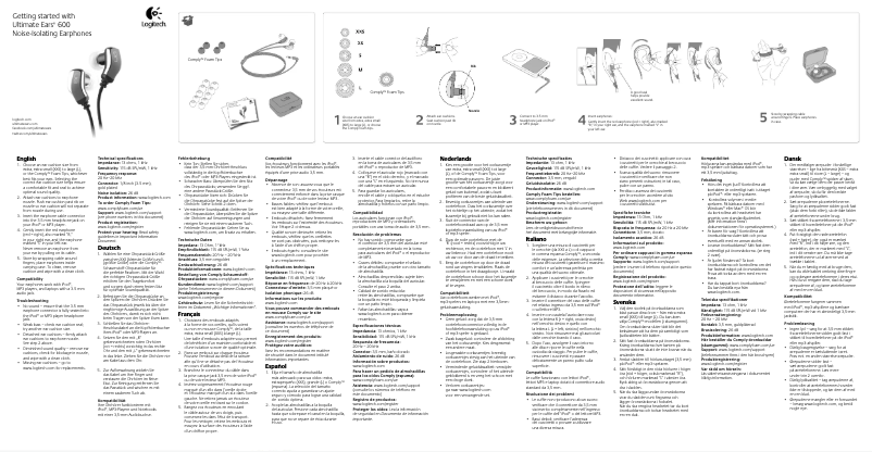 Page 1 de la notice Manuel utilisateur Ultimate Ears 600