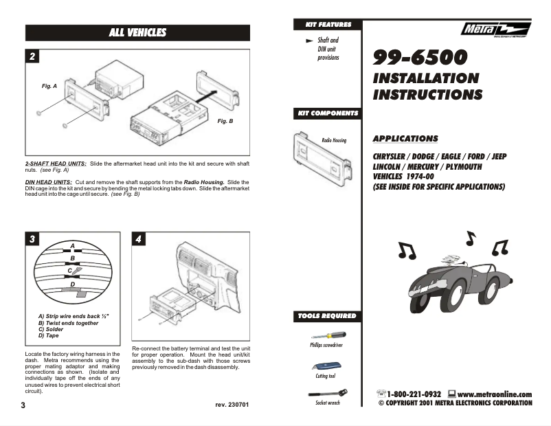 Page 1 of the manual User Manual Metra 99-6500
