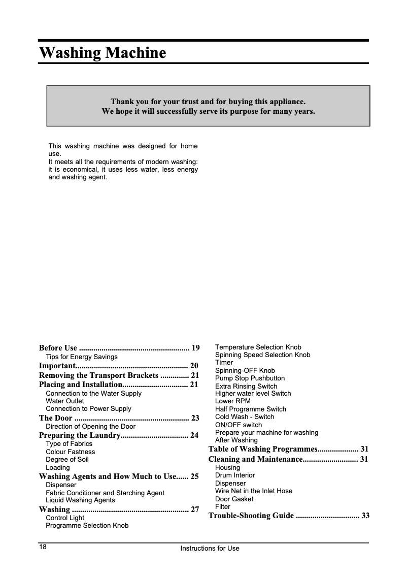 Image de la première page du manuel de l'appareil WA1042