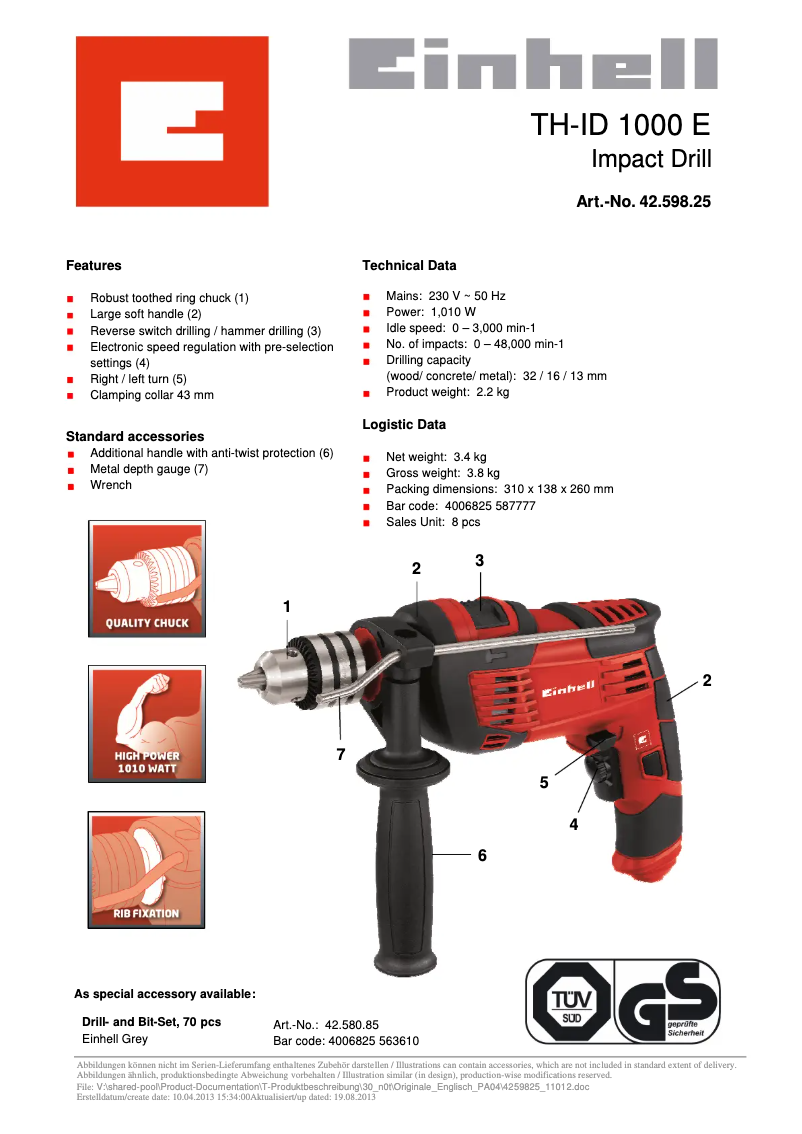 Image de la première page du manuel de l'appareil TH-ID 1000 E