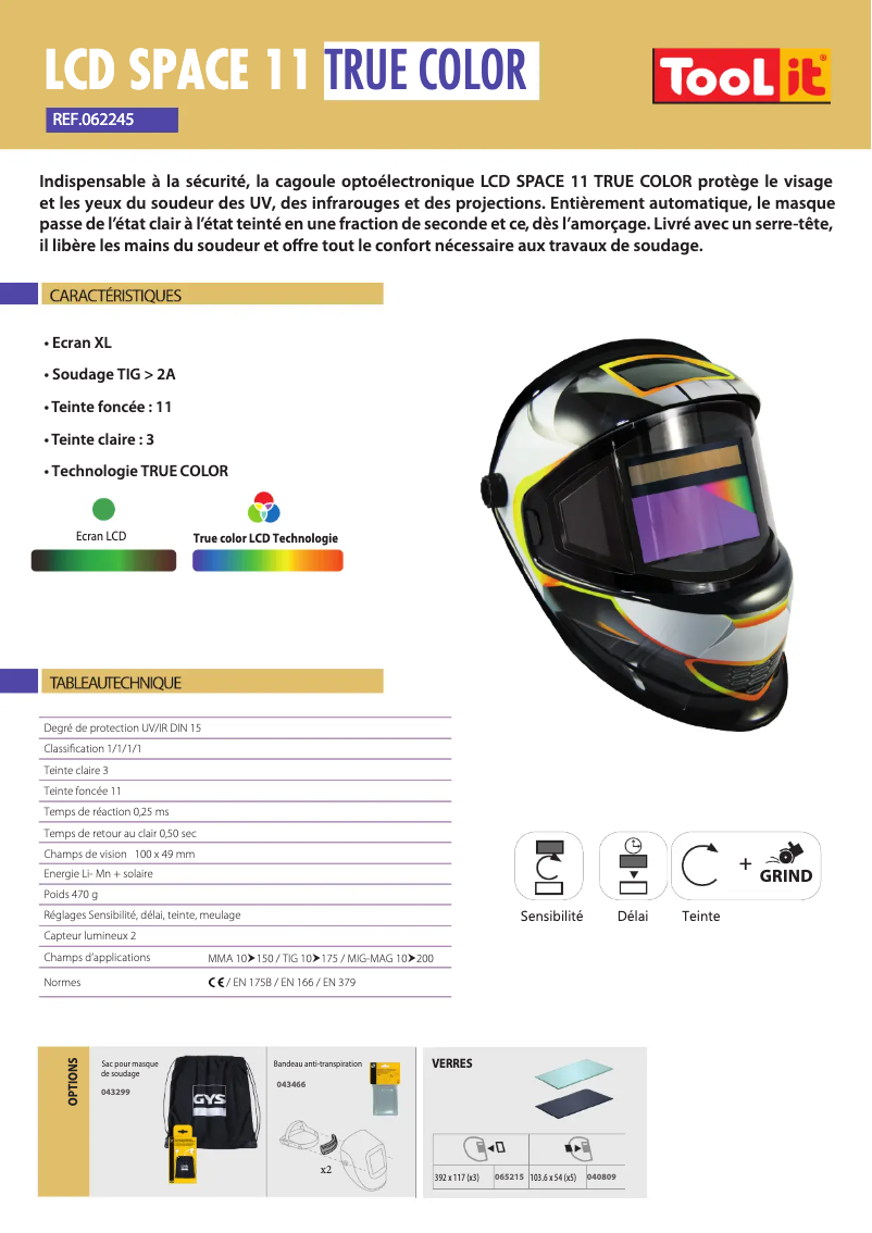 Page n°1 - Fiche technique GYS LCD Space 11