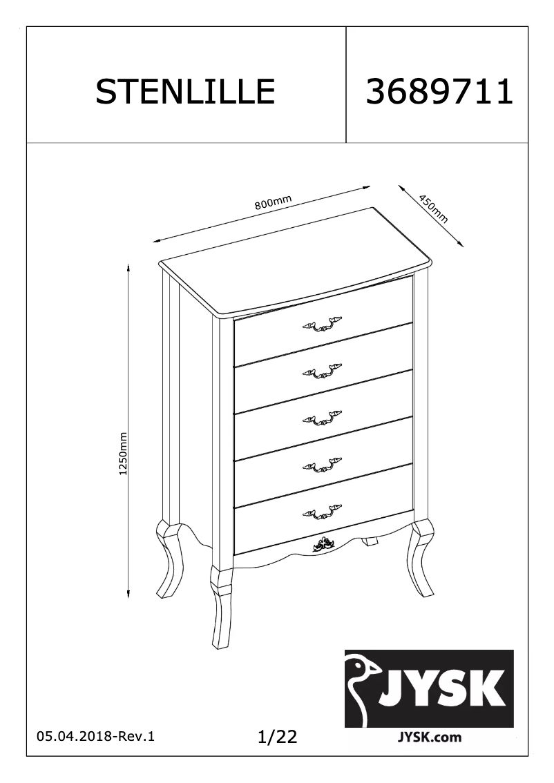 Image de la première page du manuel de l'appareil Stenlille (80x125x45)
