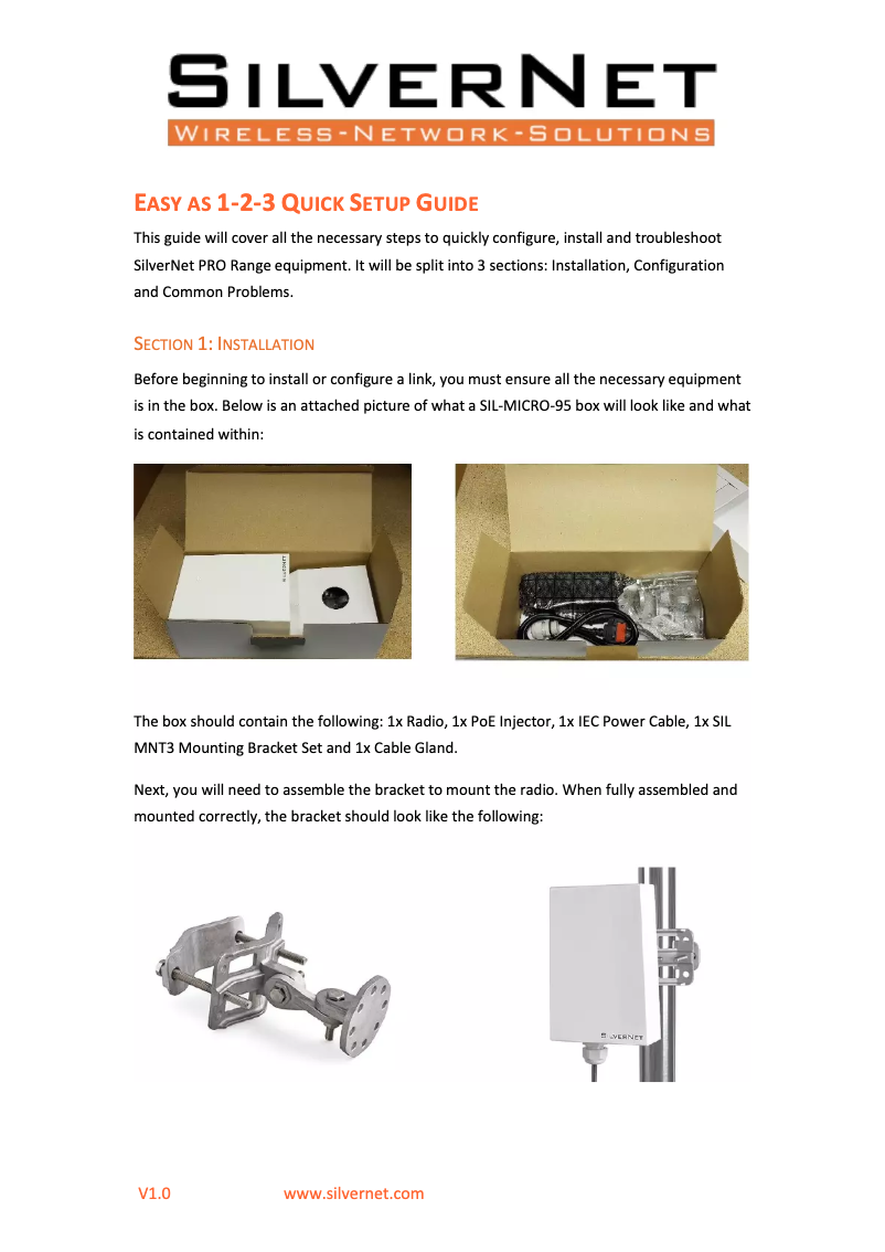 Page n°1 - Manuel utilisateur SilverNet MAX 1000-PCP