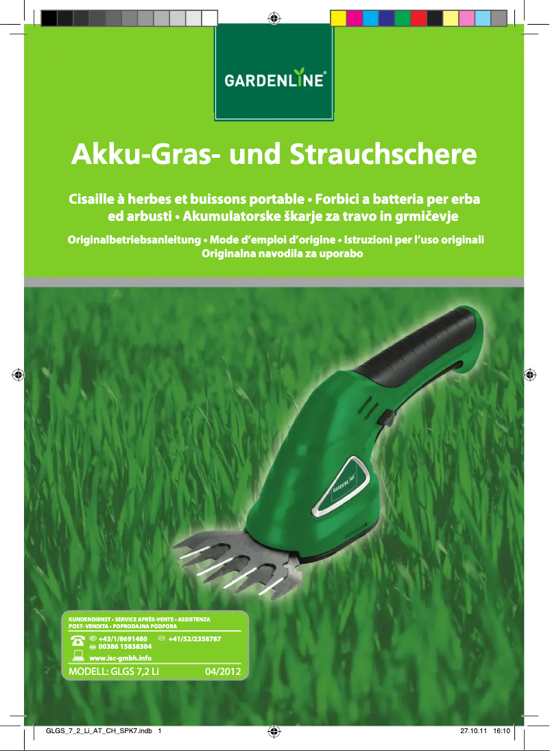 Page n°1 - Manuel utilisateur Gardenline GLGS 72