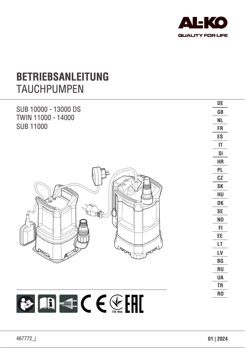 Image de la première page du manuel de l'appareil Sub 12000 DS