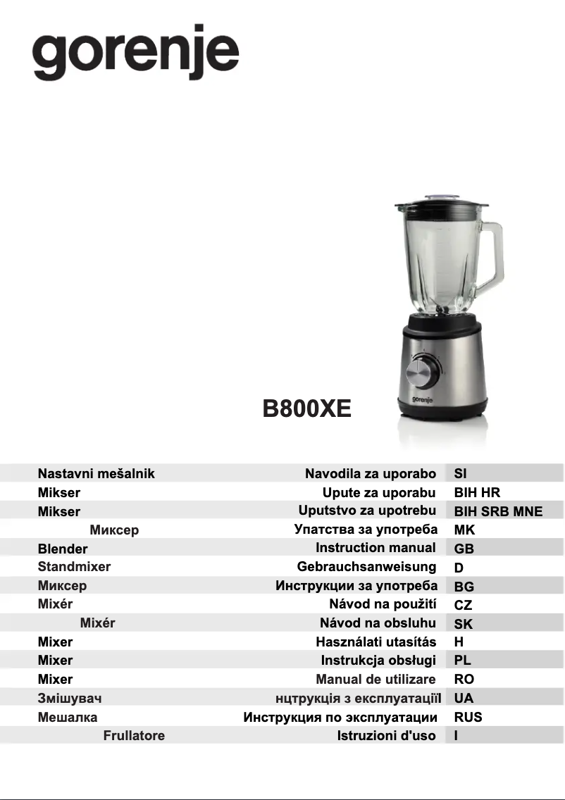 Page 1 de la notice Manuel utilisateur Gorenje B800XE