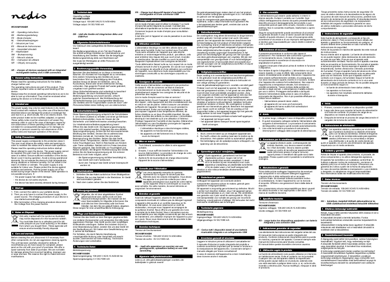 Page 1 de la notice Manuel utilisateur Nedis WCHAM100ABK