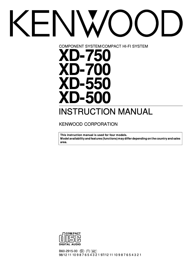 Page n°1 - Manuel utilisateur Kenwood XD-700