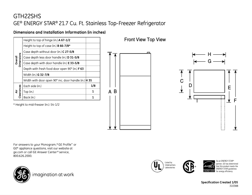 Imagen de la primera página del manual del dispositivo GTH22SHSSS